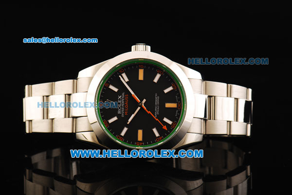 Rolex Milgauss Rolex 3131 Automatic Movement Full Steel with Black Dial and Stick Markers - Click Image to Close